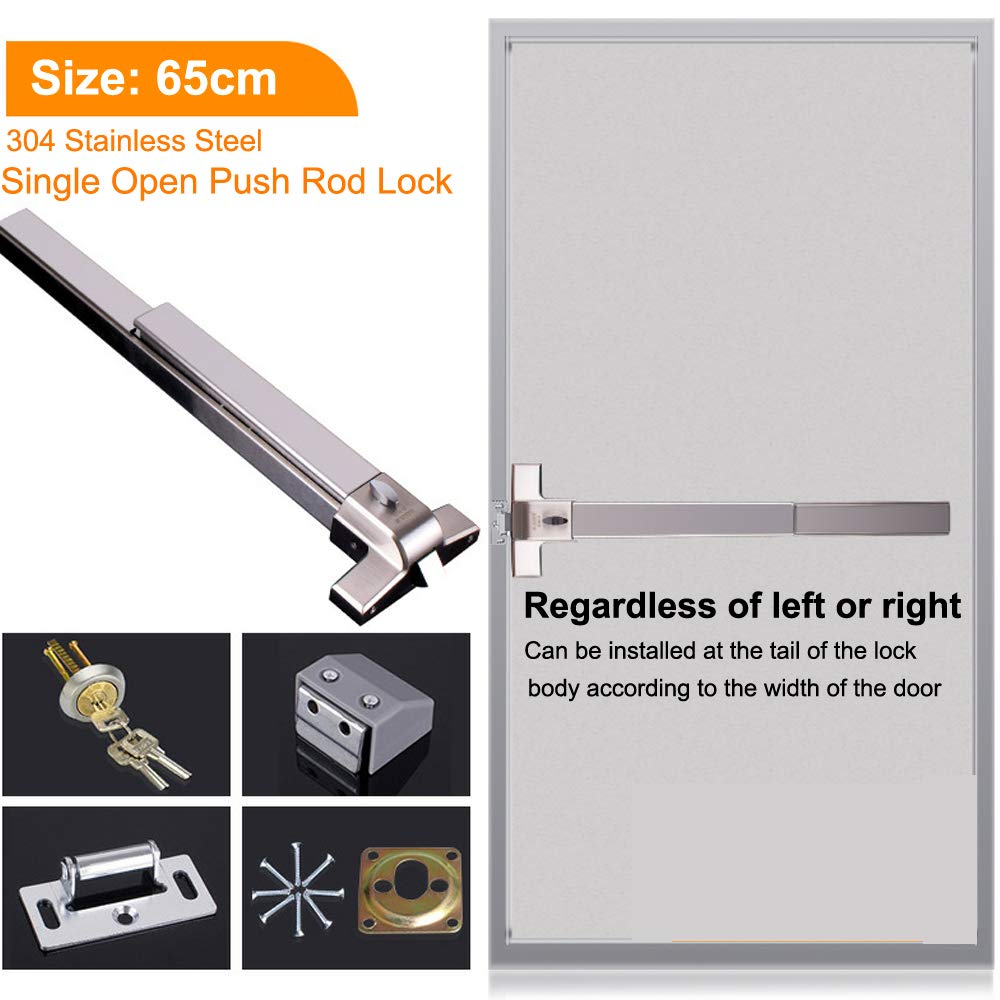 COOLOUS Door Push Bar Panic Exit Device with Exterior Lever Emergency Lock Stainless Steel Commercial Emergency Panic Exit Bar Handle Hardware for Metal Wood Door