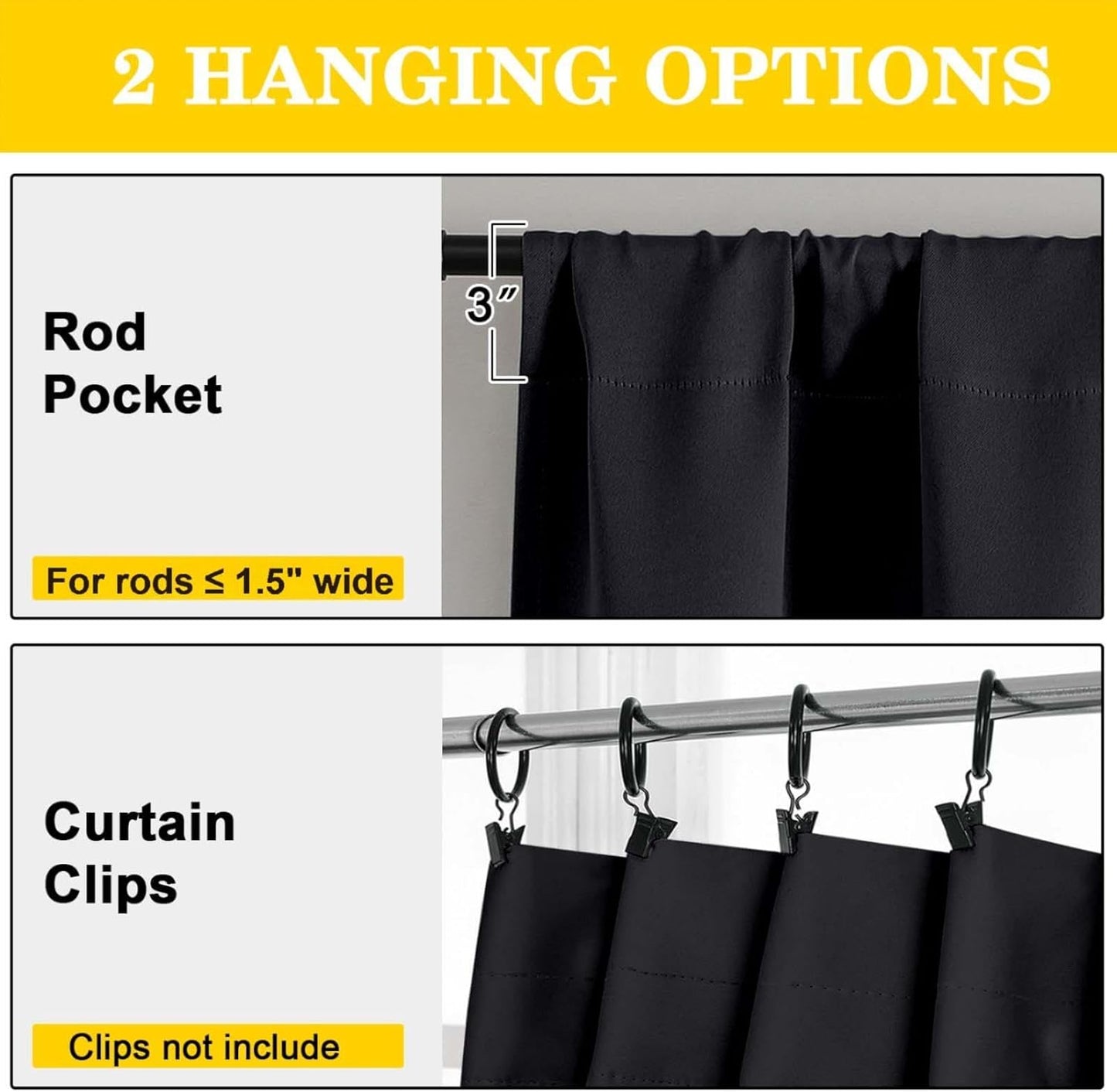 Skiennix Blackout Curtains - Soft Thermal Insulated Room Darkening Window Treatments | 63" Length, 2 Panels Set