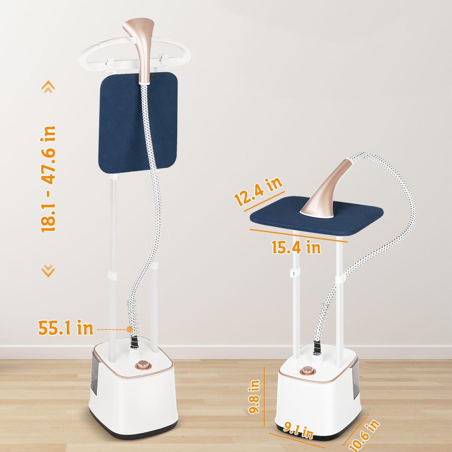 MOMOKOVA Steamer for Clothes, 2000W Standing Garment Steamer with 10 Steam Levels, 2.7L Water Tank for 90 Mins Continuous Steaming,2-in-1 Flat & Hanging Ironing (Pearl Gold)