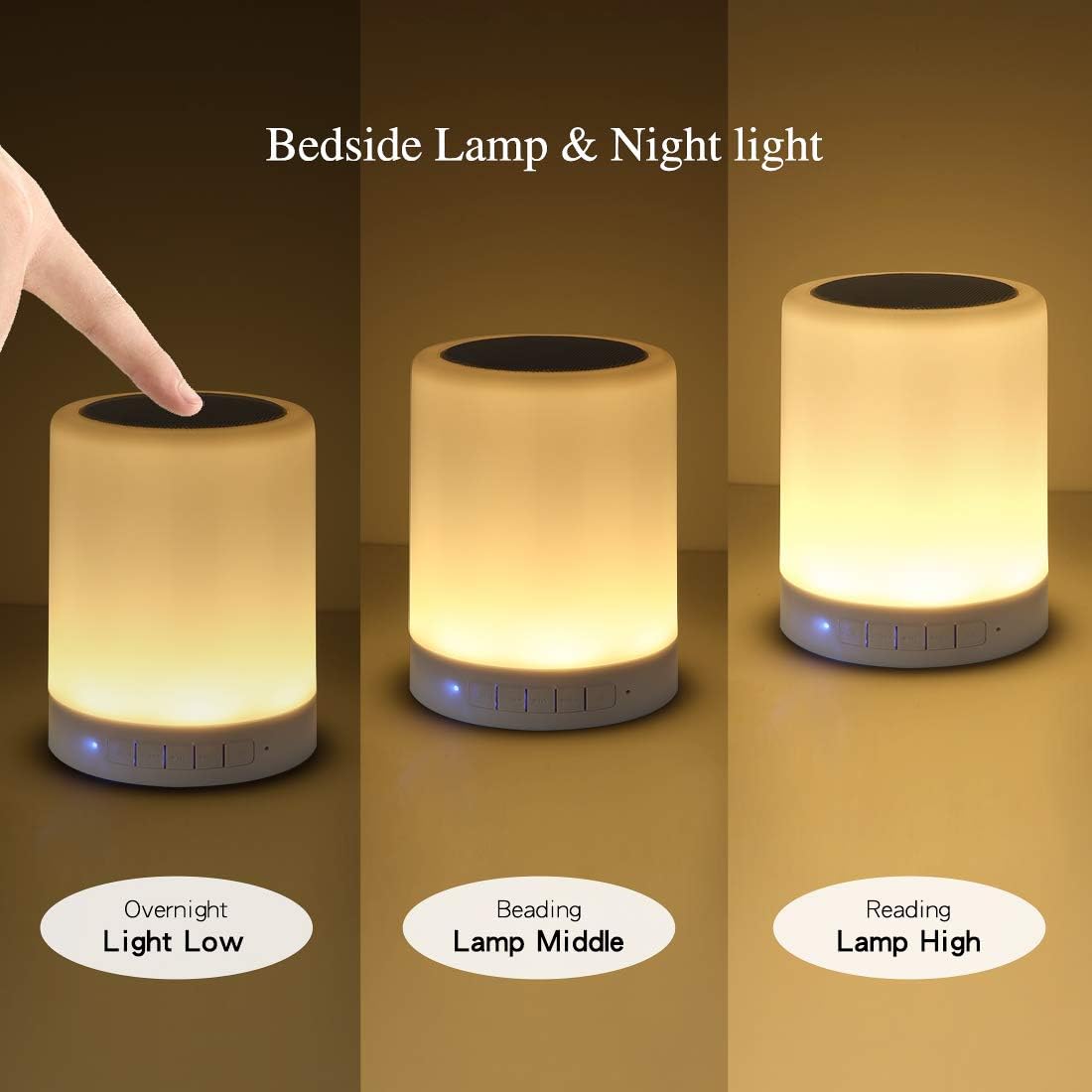 KPR Night Light Bluetooth Speaker, Portable Wireless Bluetooth Speakers, Touch Control Bedside Table Light, Outdoor