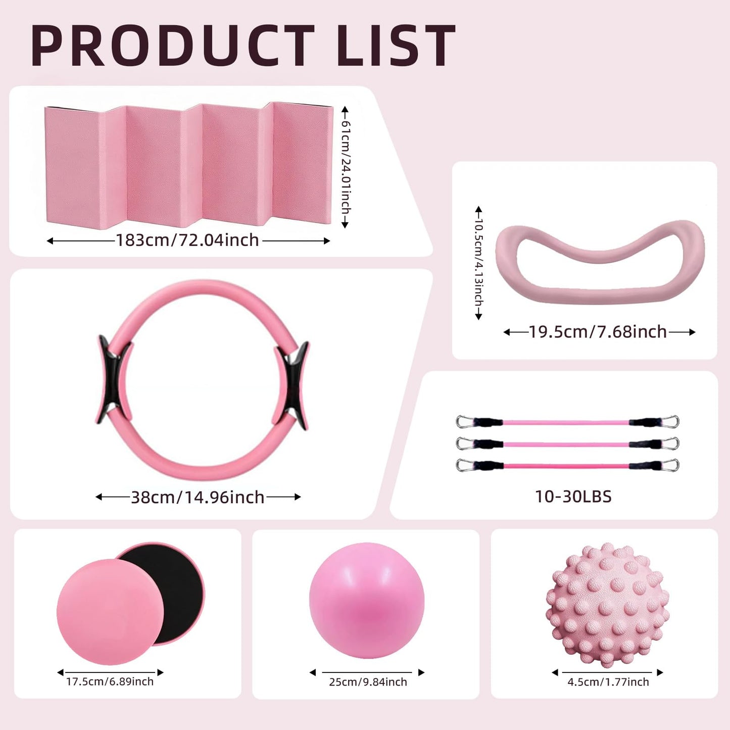 18PCS Ultimate Home Pilates Circle Kit,Professional Pilates Equipment Set with Magic Pilates Ring, Ball & Yoga Mat for Full Body Toning Women,Portable At Home Workout Equipment for Core Strength