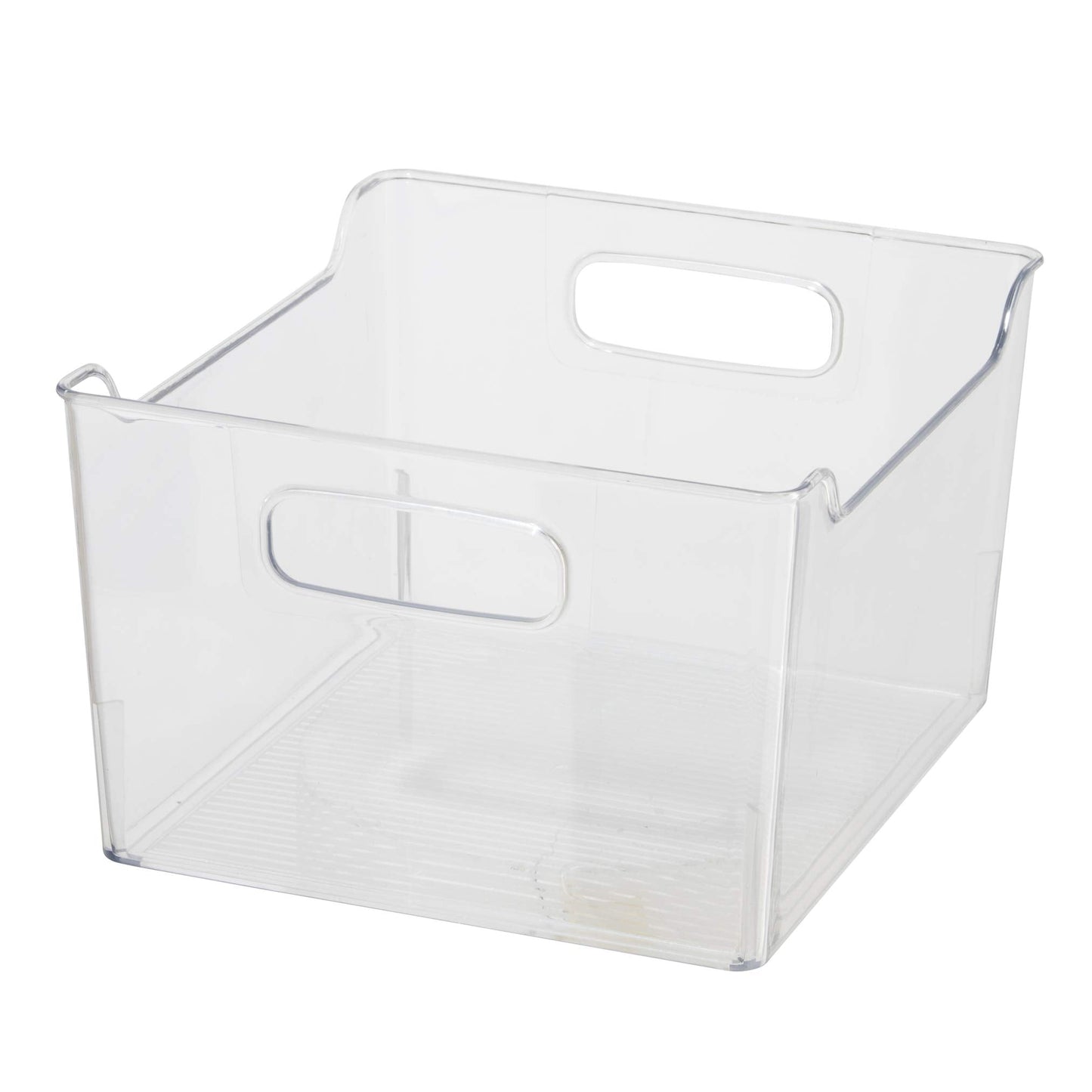 Oggi Storage Bin With Handles - Deep (9.75" x 9" x 6") - Ideal for Kitchen Organization, Pantry Storage, Fridge Organizing, Clear