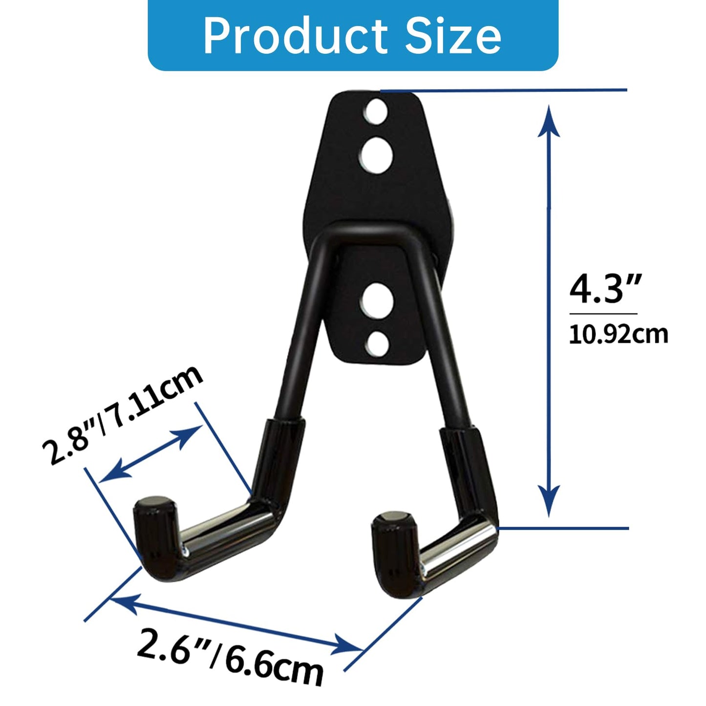 GeeWatom Garage Storage Utility Hooks，Garage Garden Tool Organizer，Steel Wall Mount Hooks, Garden Small U Hooks (4 Pack-Black)