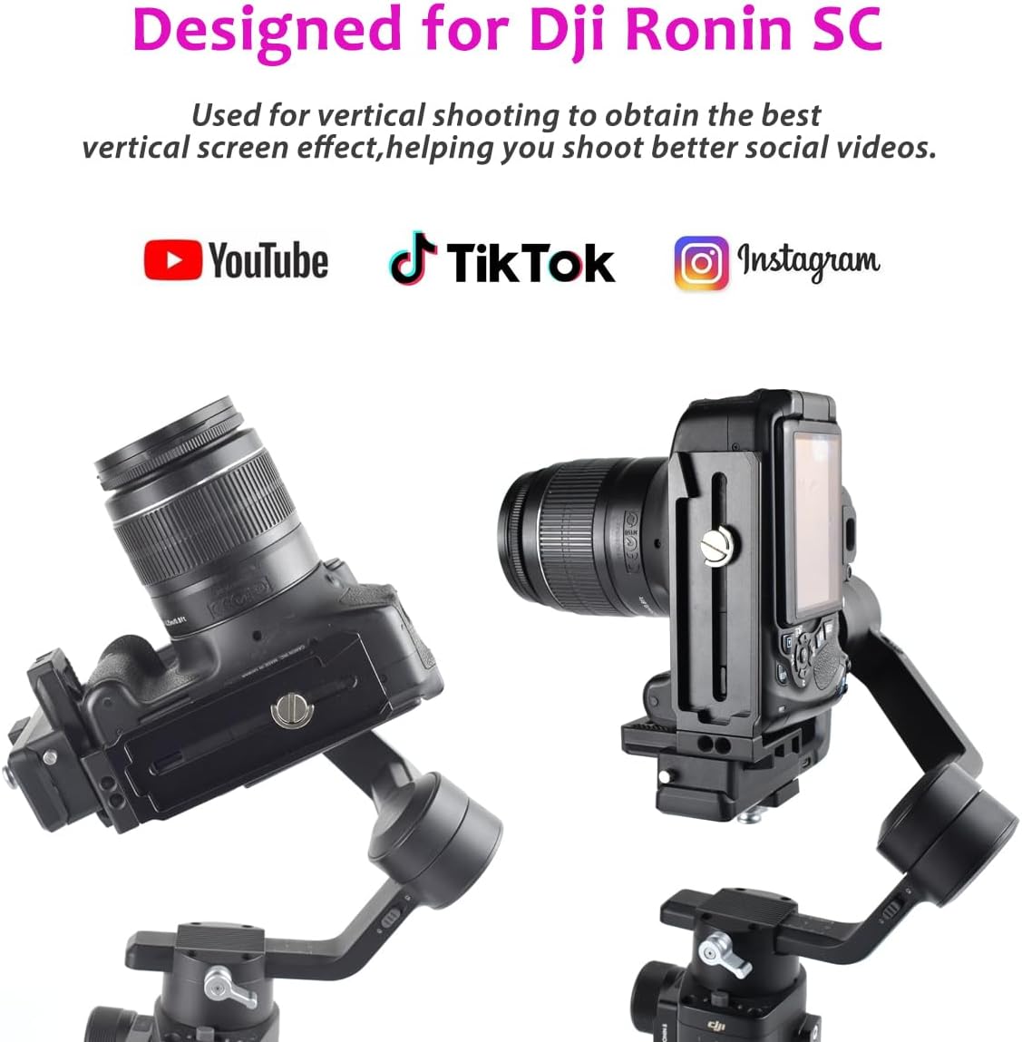 Akeipho L Bracket Vertical Mount for DJI Ronin SC, Aluminum Camera Quick Release Plate for Ronin SC Gimbal Stabilizer