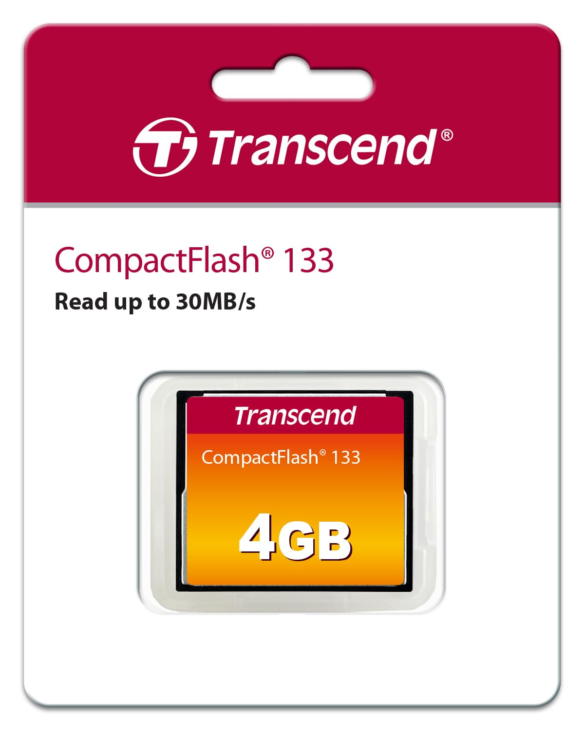 Transcend CF133 4GB, 30MB/s, MLC 4 TS4GCF133 CompactFlash Memory Card Up to DSLRs Camera Card, NAND Flash, ECC, Support