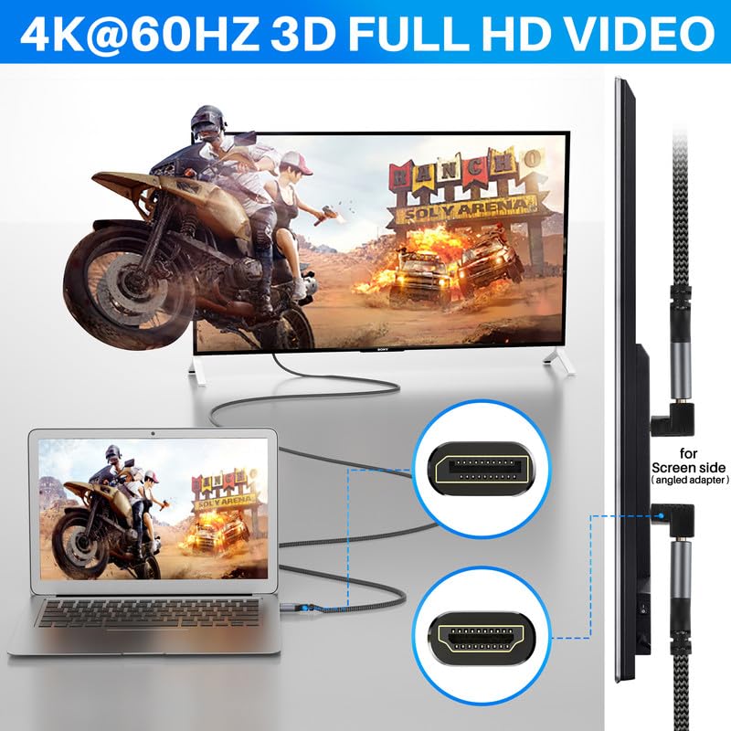 4K 15FT, 4K@60Hz 4K@60Hz 2K@120Hz 1080P DisplayPort to HDMI Cable HDR, High Speed Active Display Port to HDMI Cable UHD