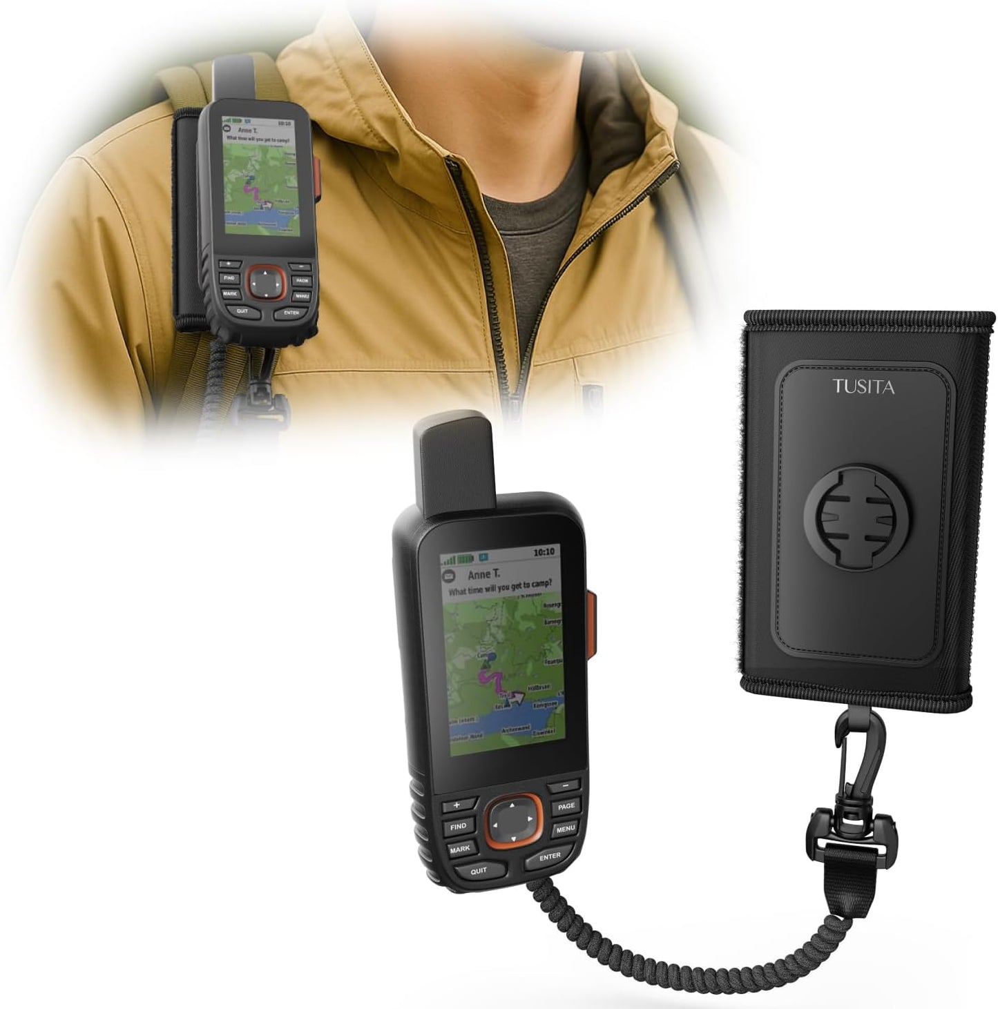 TUSITA Backpack Tether Accessory Compatible for Garmin Handheld eTrex GPSMAP Rino Series - GPS System Accessories
