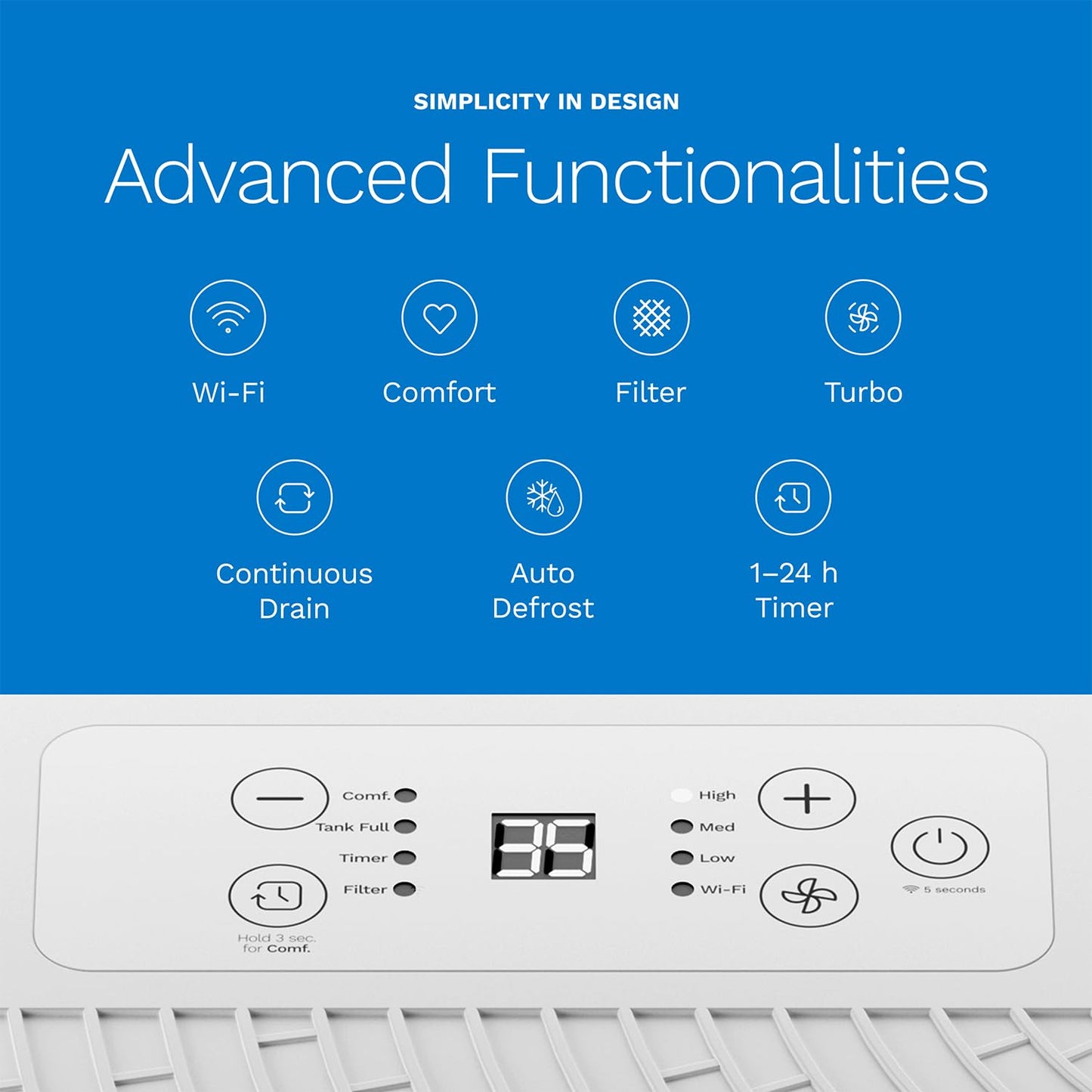 hOmeLabs Dehumidifier 4,500 Sq Ft Wi-Fi (32 Pint MAX 80 Pint at 95°F, 90% RH) for Advanced Humidity & Moisture Control, Quiet, Efficient, Auto Shut-off, Ideal for Home, Basement, Office