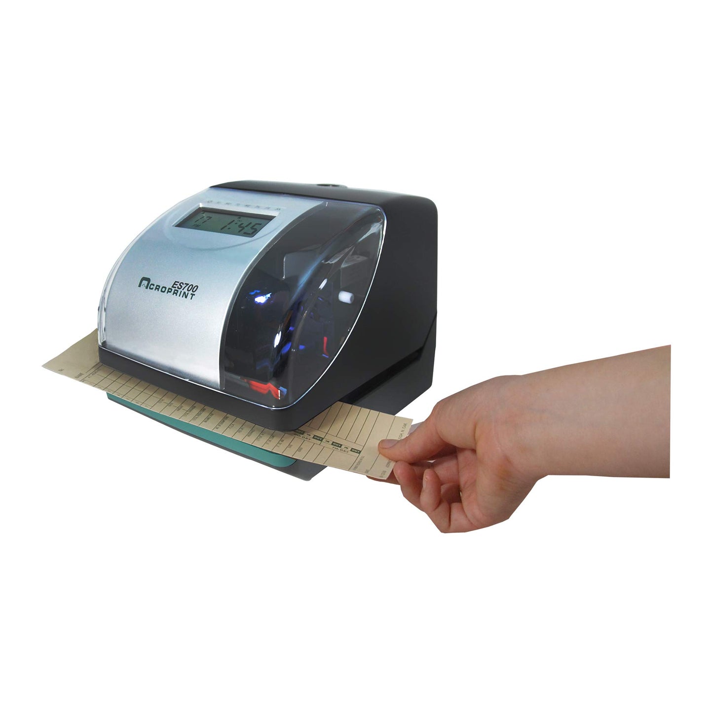 Acroprint Electronic Time Clock Machine – Time Stamp Machine for Employees, Ideal for Small Business, Accommodates Right or Left-Hand Time Cards, Selectable Hour Format