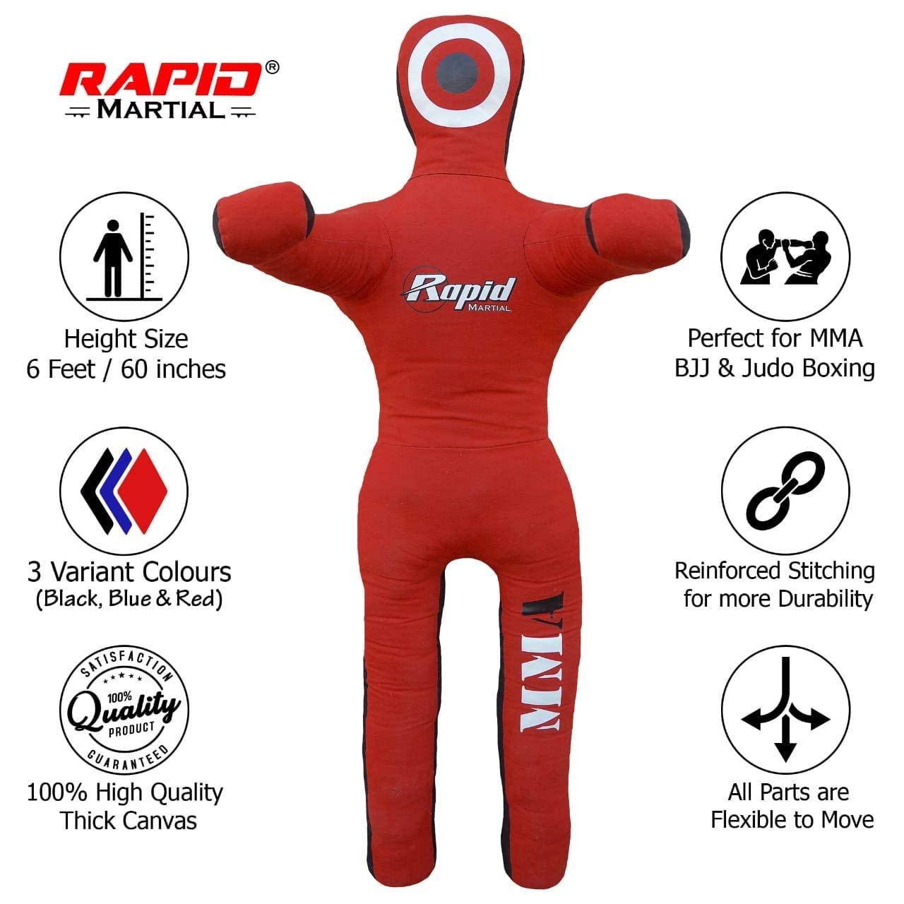 Wrestling Dummy Grappling Dummies - Brazilian Jiu Jitsu, Mixed Martial Arts, BJJ, MMA, Boxing, Judo Karate Training- UNFILLED 5 Feet
