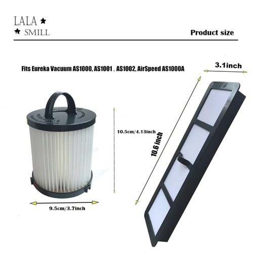 Lala Smill Replacement Upright Vacuum HEPA Filter EF-6 and DCF-21 EF91B Dust Cup Filter for Eureka Airspeed AS1000, AS1001, AS1004A, AS1002A, AS1050, AS1101A,AS1061A Series