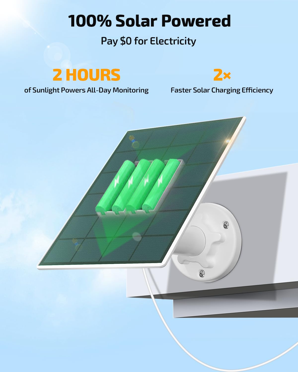 《100% Solar Powered & 2-Way Audio》Outdoor Wireless PTZ Camera System, 4MP Solar Powered Battery Cameras,Home Video Surveillance Systems