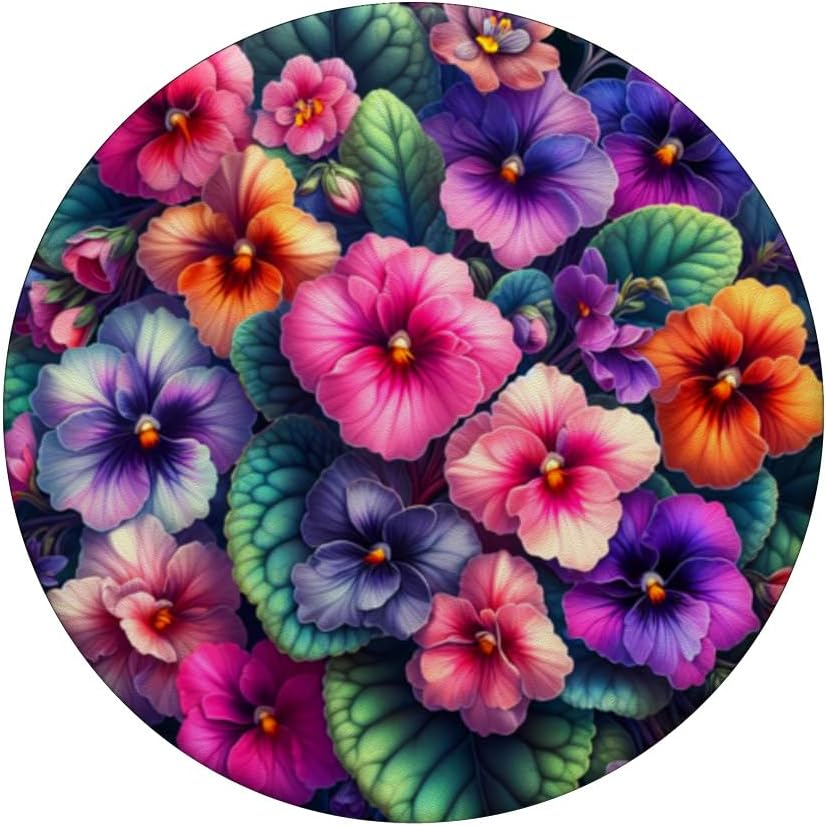 African Violet Flower Decor African Violets House Plants Indoor Flower Garden Art Design PopSockets Standard PopGrip