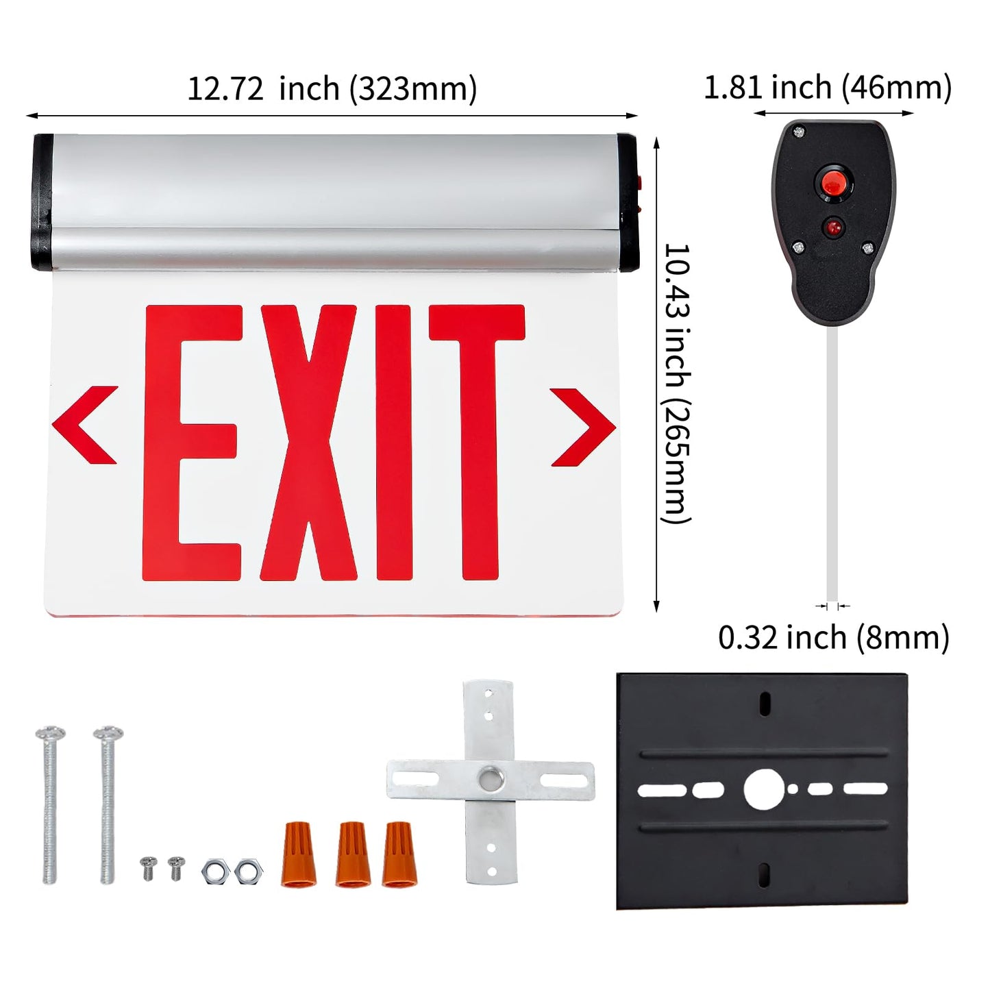TANLUX Red Exit Signs for Business, LED Edge Lit Exit Sign, UL 924, Hardwired Emergency Exit Lights with Battery Backup, Aluminum Housing with Rotating Acrylic Clear Panel, AC 120/277V, 4 Pack