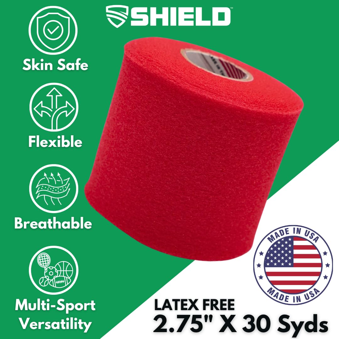Shield Athletic Underwrap | Bulk Case of 48 Rolls of PreWrap, 2.75" X 30 SYards (Red)