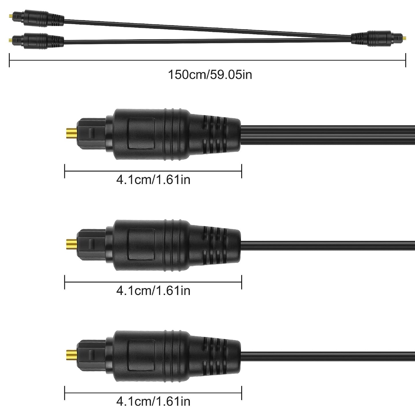 1 2 1 2 PS5/PS4,TVReceiver -1.5M/4.9FT XMSJSIY to Toslink Digital Optical Splitter Male in Male Out Fiber Optic Audio