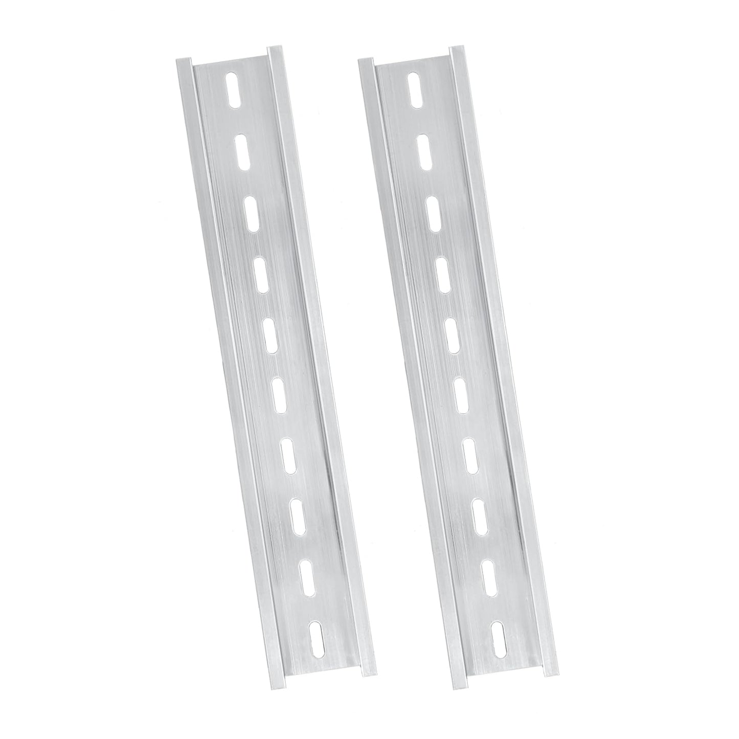 YOLCAR Silver Aluminum Rails, 2 Pack, 200mm Long x 35mm Wide x 7.5mm High, Perfect for Manufacturing Units and Control Panels in Telecommunications and Automation Industries