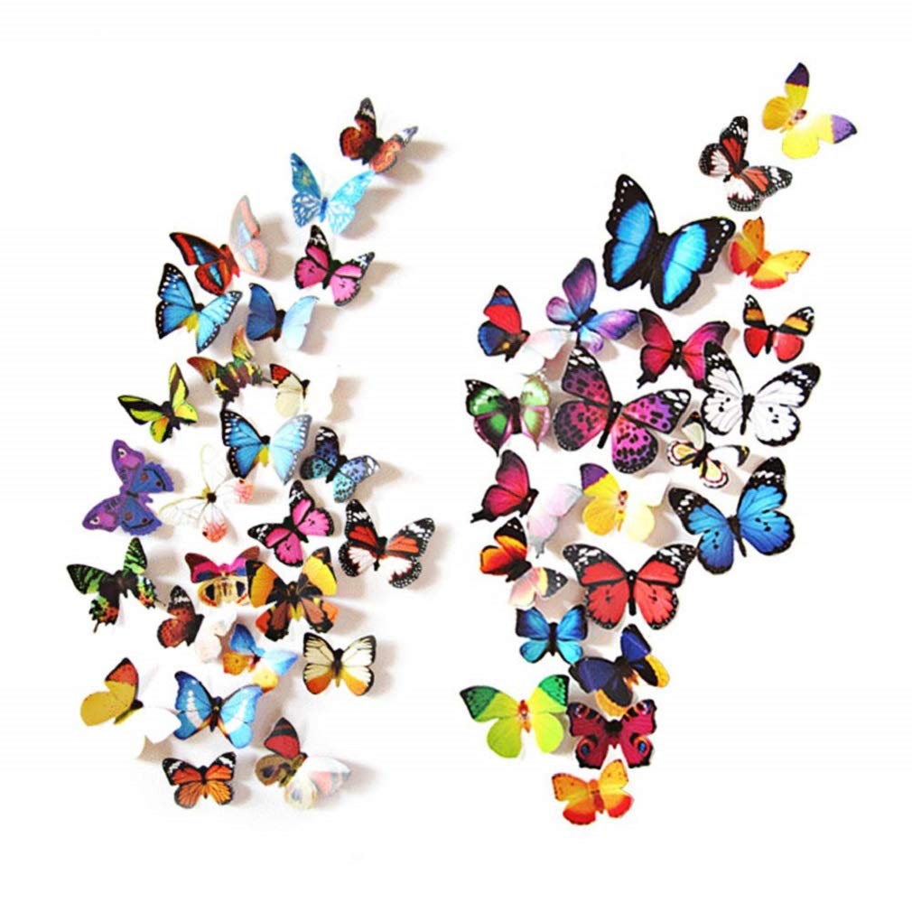 Skiennix 80 PCS Butterfly Wall Decals - 3D Wall Decor Stickers for Home & Room Decoration