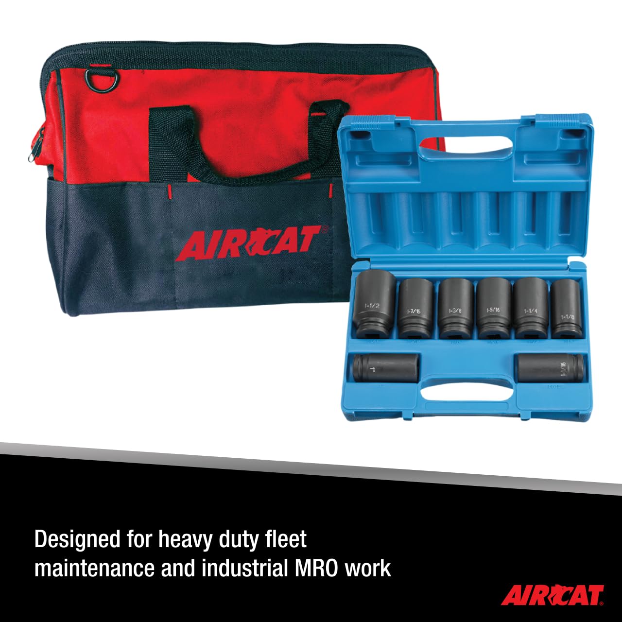 AIRCAT Pneumatic Tools 1770-XLK: 3/4-Inch Impact Wrench Kit with Refined Design Twin Hammer 1,600 ft-lbs
