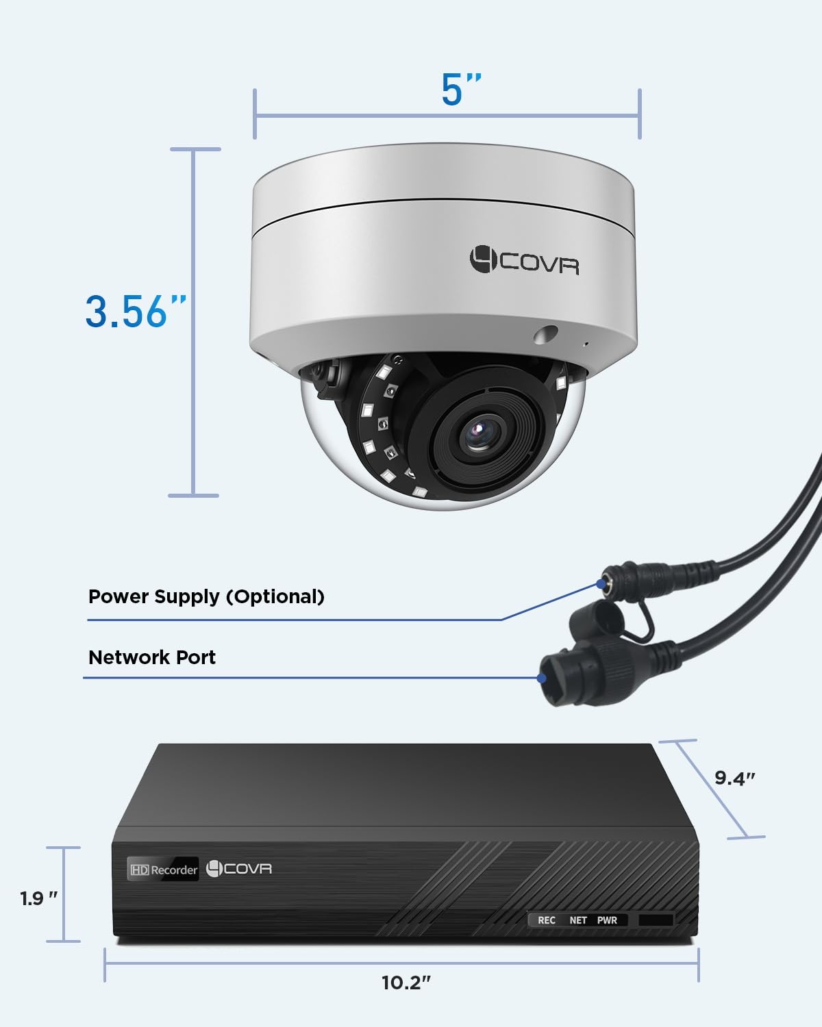 4COVR 4K PoE Security Camera System with Audio, 8X 8MP IK10 Vandal-Proof IP67 Dome IP Camera, 8 Channel 4K NVR 2TB HDD, AI Human Vehicle Detection & Night Vision, 24/7 Home Recording, LY54AX8M0808