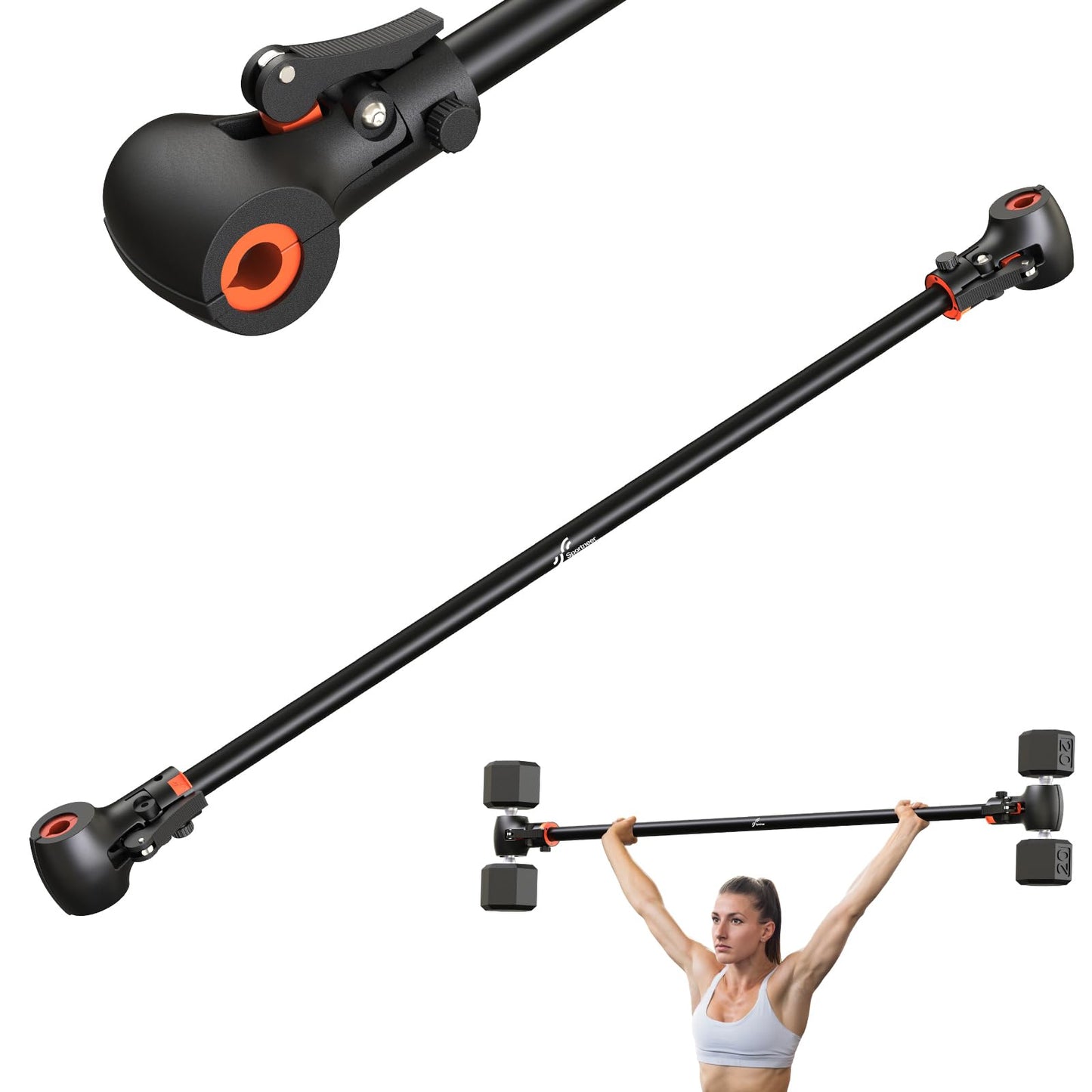 Sportneer Dumbbell to Barbell Converter Bar — Heavy-Duty, Adjustable Fit, Tool-Free Setup, Up to 200 lb Capacity, barbell converter Bar for Squats, Bench Press, Deadlifts, Home Gym