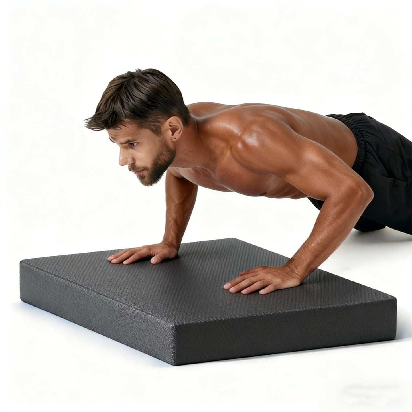 Kvittra Premium Extra Thick High-Density TPE Balance Pad - Non-Slip Exercise Mat for Stability Training, Yoga, Pilates, Physical Therapy & Home Office Comfort (Black, 19.69 * 15.7 * 2.36)