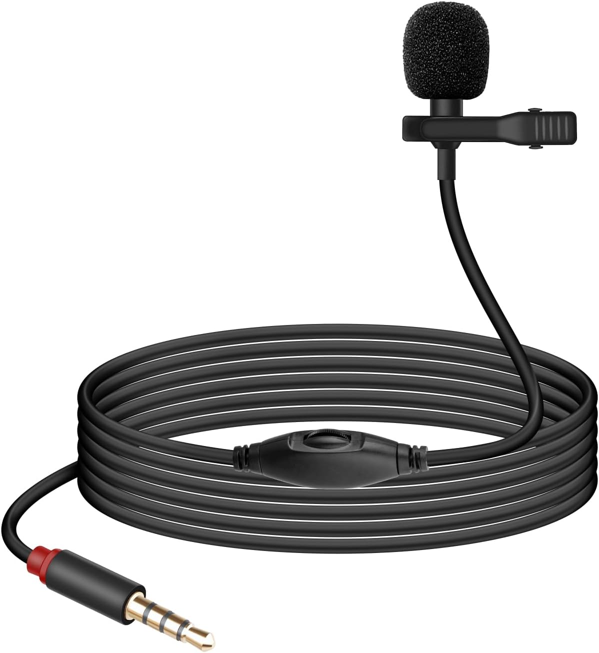 GELRHONR 3.5mm 3.5mm(1/8") 4.9FT Lavalier Microphone, TRRS Plug Invisible Lapel Microphone Wired for Phone, PC, Camera