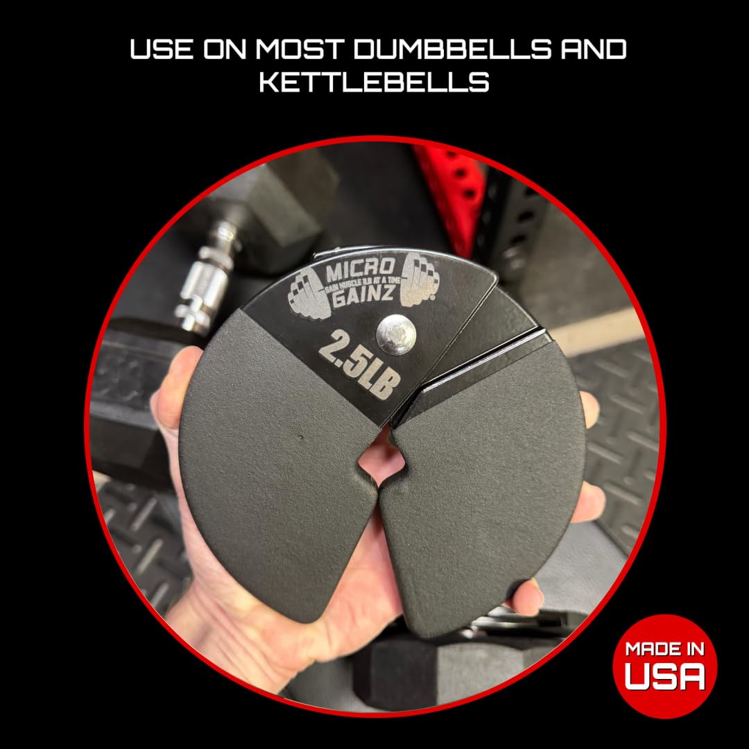 Micro Gainz Dumbbell Fractional 2.5 lb Weight Plate, Ideal for Micro Loading, (Choose Color) 2 Piece Fractional Weight Plates, Designed for Dumbbell Training, Made In USA (Black Dip Coated)