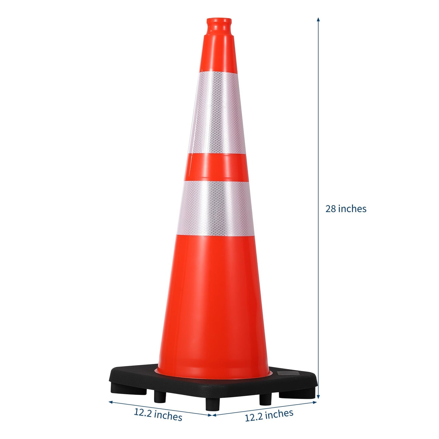 8 Pack 28 Inch Traffic Cones with Weighted Base - PVC Orange Safety Cones for Construction, Parking Lot, Driveway & Event Traffic Control