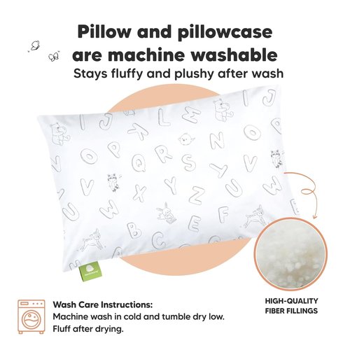 My Little Dreamy Toddler Pillow - Organic Cotton Travel Bed Pillow with Soft Pillowcase | 13x18, Machine Washable for Ages 2-5