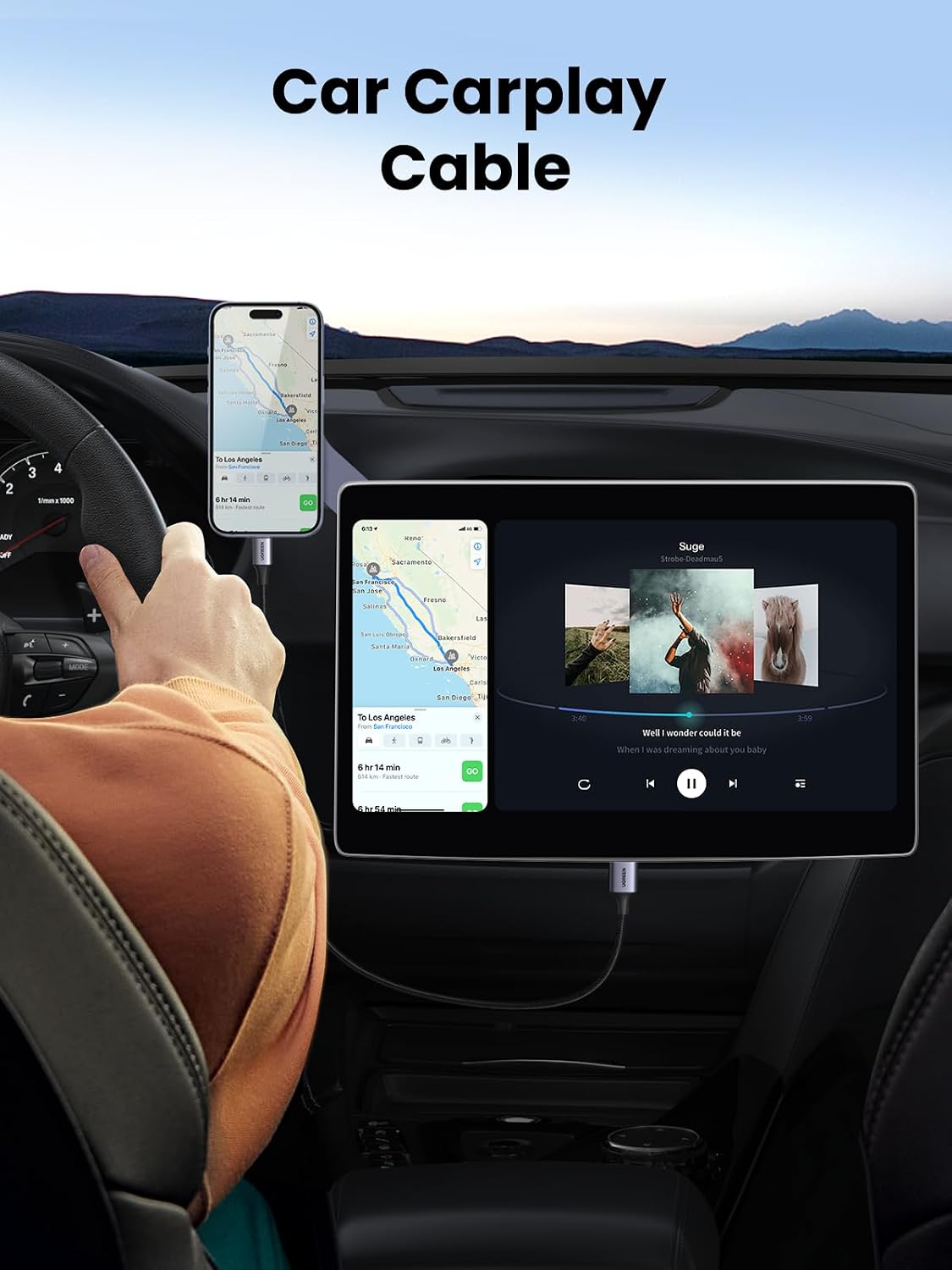 3-Pack 17/16 Plus/16 Pro/15, S26/S25, 10/9, 6.6FT UGREEN USB to USB C Cable, Car Carplay Cable USB A to Type C Cable