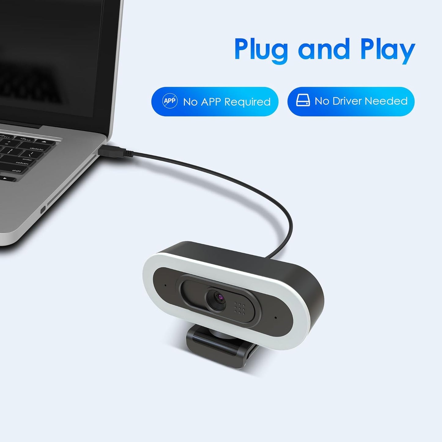 saylas 2K 2K@60FPS 65 Webcam with Lights, HD Webcam for PC, Web cam with Microphone, FOV, Autofocus, Noise