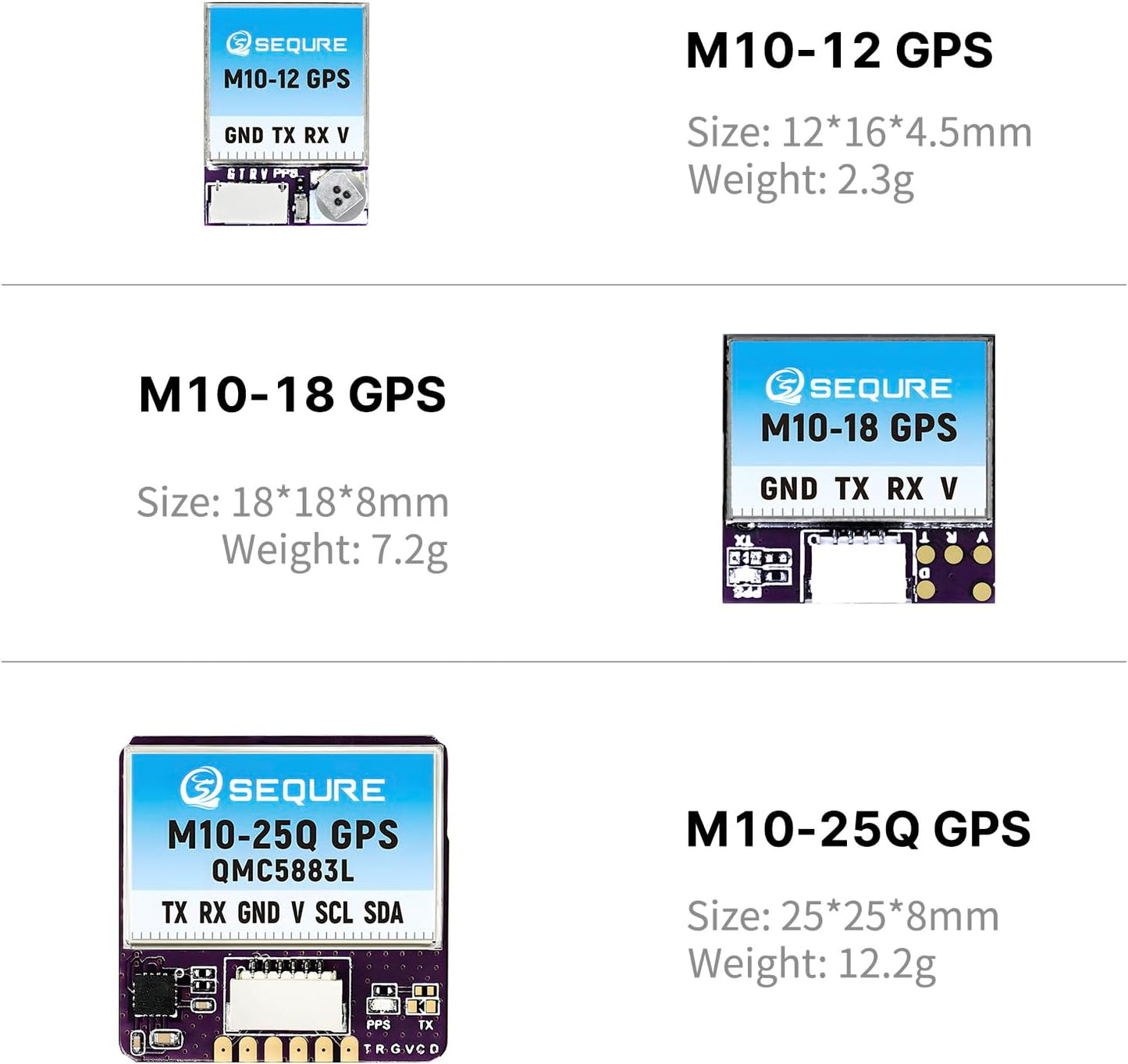 SEQURE M10-12 10th 10Hz Mini FPV GPS Module with Upgraded Generation Chip Ceramic Antenna Fast Satellite Positioning