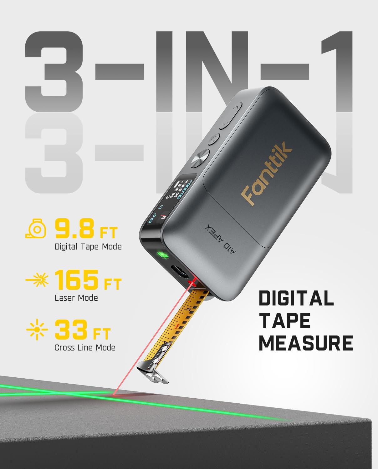 Fanttik A10 Pro 2-in-1 Digital Laser Tape Measure with HD IPS Color Display & Fanttik A10 Apex 3-in-1 Digital Laser Tape Measure with HD Color Display