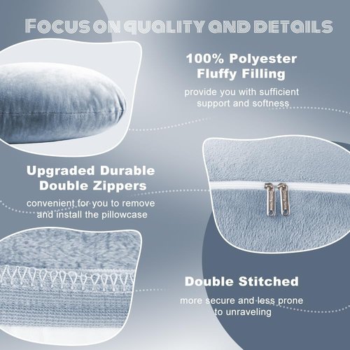 Chilling Home U-Shaped Pregnancy Pillow - Velvet Removable Cover | 55-Inch Full Support Body Pillow - Grey