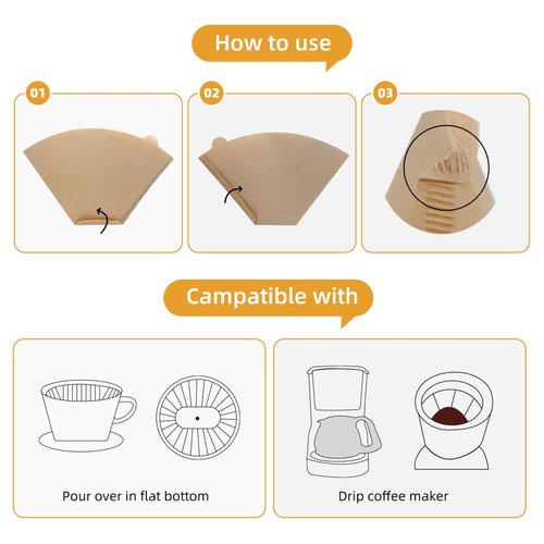 Coffee Filters #4, Coffee Filters 4 Cone Paper, Unbleached, Brown, 8-12 Cup, Number 4 Coffee Filter, 100 Count