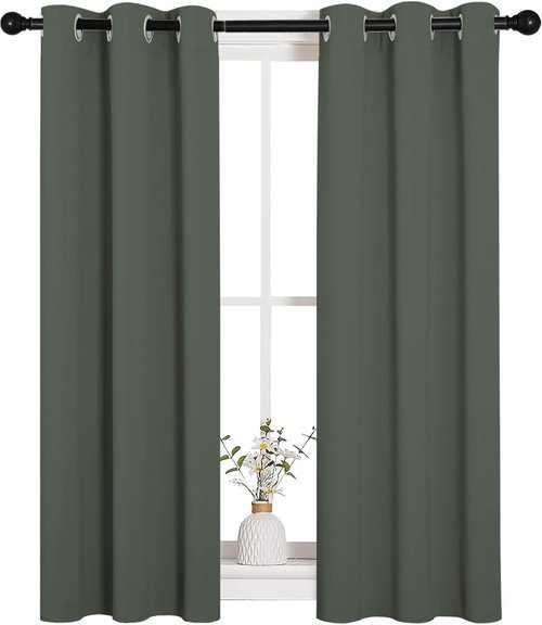 NICETOWN Blackout Curtain Panels - Dark Mallard Thermal Insulated Drapes | 29 x 40 Inches, 1 Pair for Small Windows