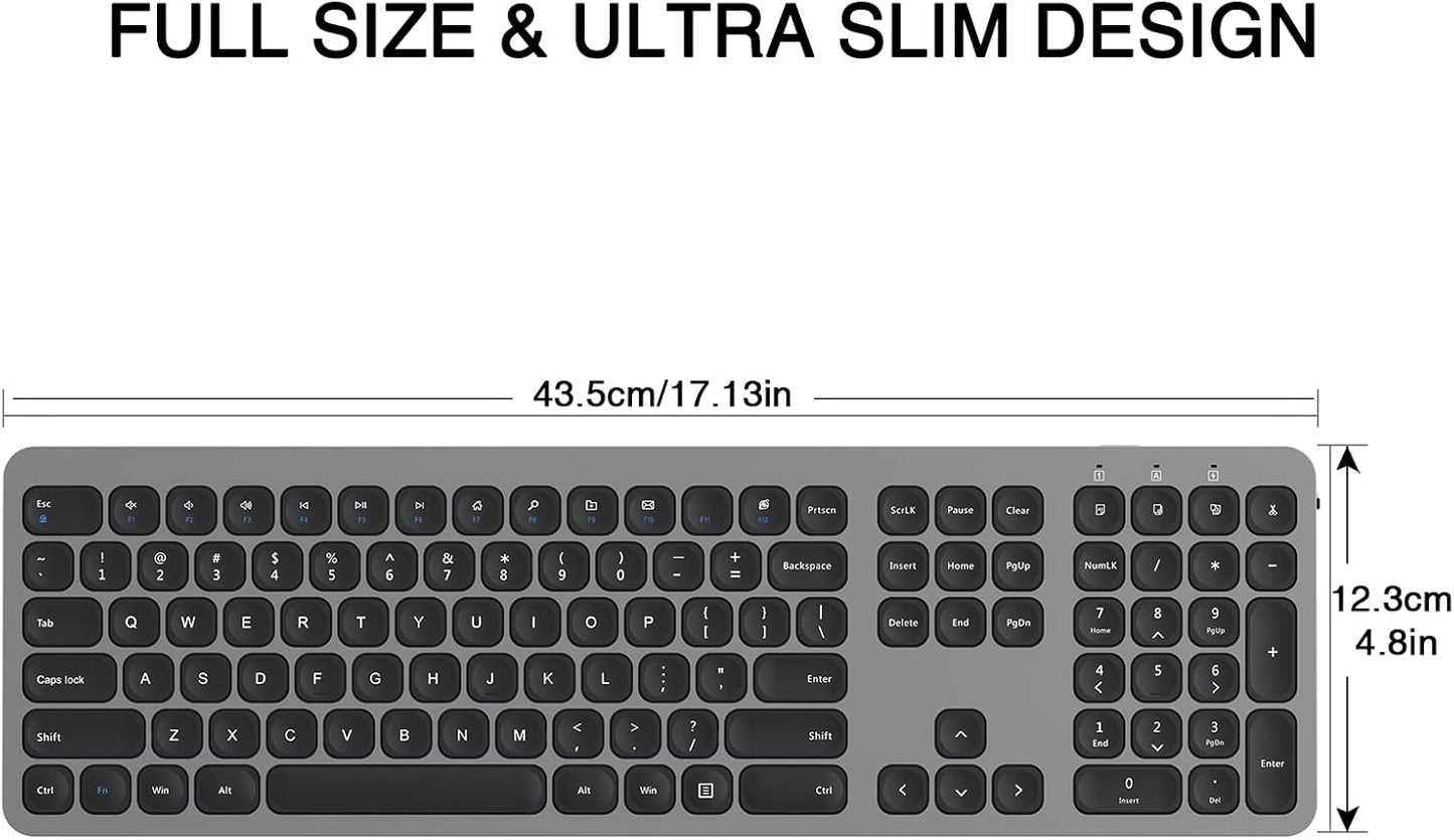 cimetech 2.4GHz Wireless Keyboard with Number Pad Full Size Design for Laptop Desktop PC Tablet, Windows iOS Android