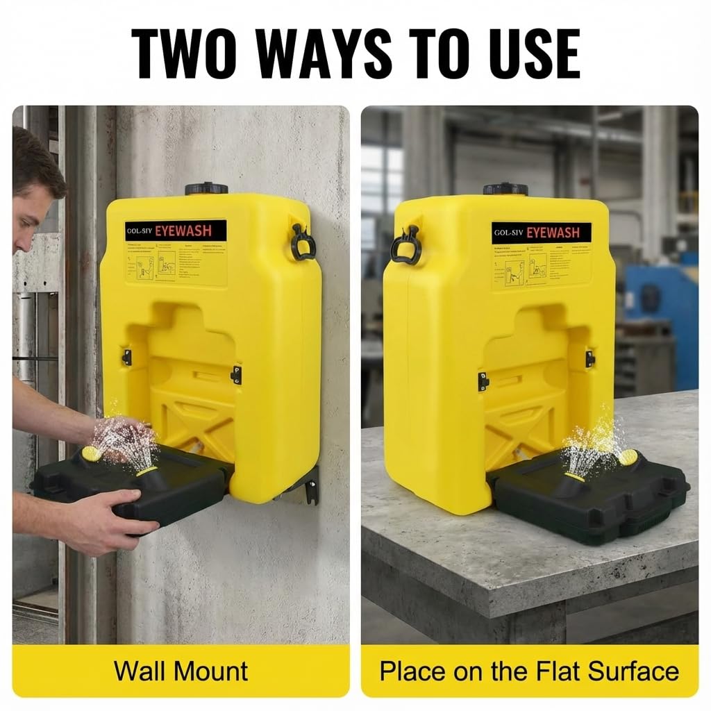 GOL-SIV 14 Gallon OSHA Approved Eyewash Stations - Portable Emergency Eye Wash Stations Wall Mounted,First Aid Eyewash Station Unit,Lasting for 15 Minute(53L)