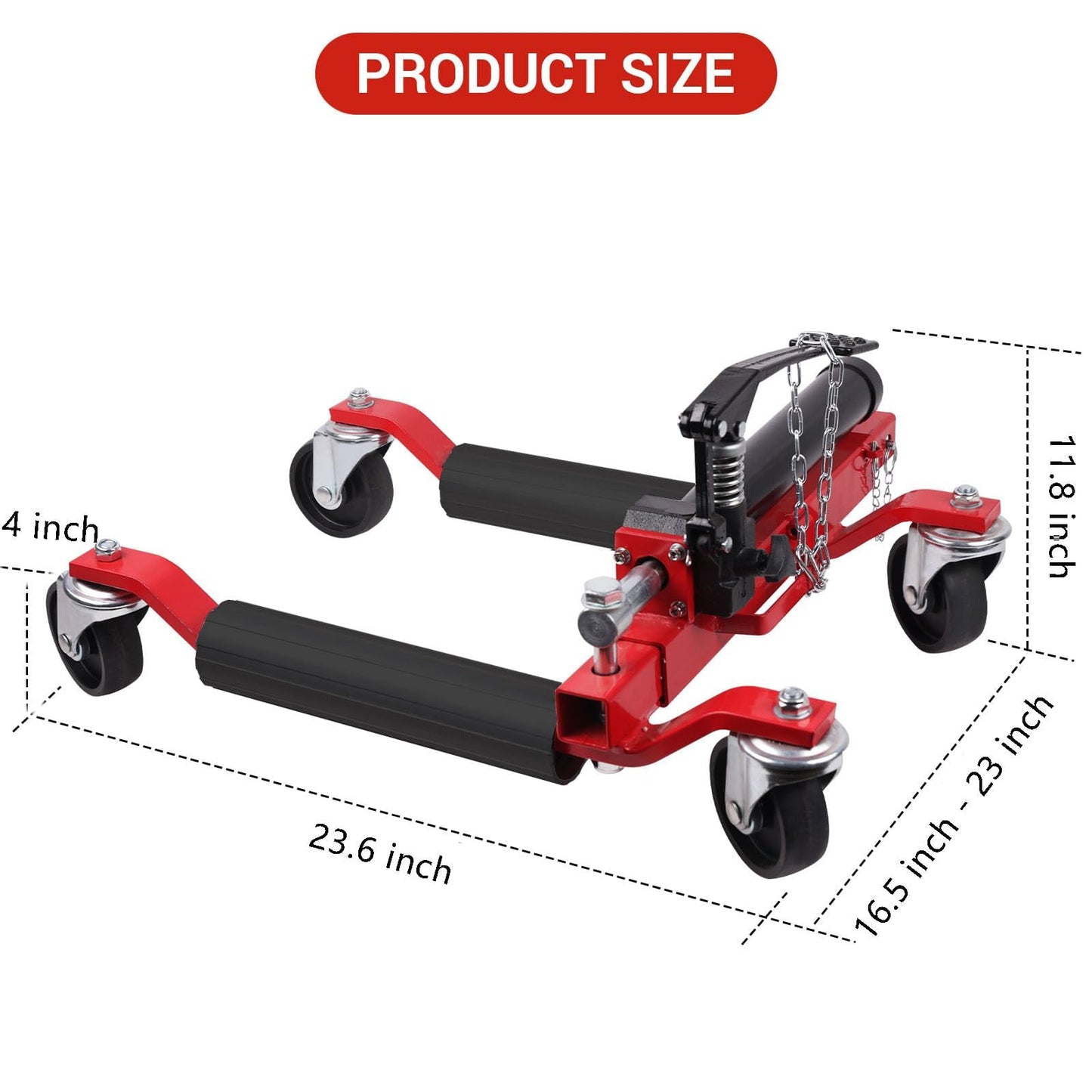 GarveeTech 2 Pcs Car Wheel Dolly with Hydraulic Tire Jack, 1500 LBS Capacity Trailer Dolly for Vehicle Positioning for Truck RV Trailer, Red