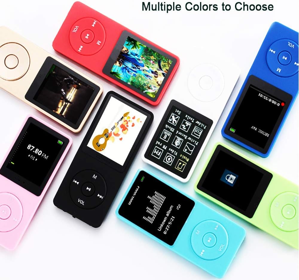 Dyzeryk MP3 16GB 128GB Player, Music Player with Micro SD Card, Build-in Speaker/Photo/Video Play/FM Radio/Voice