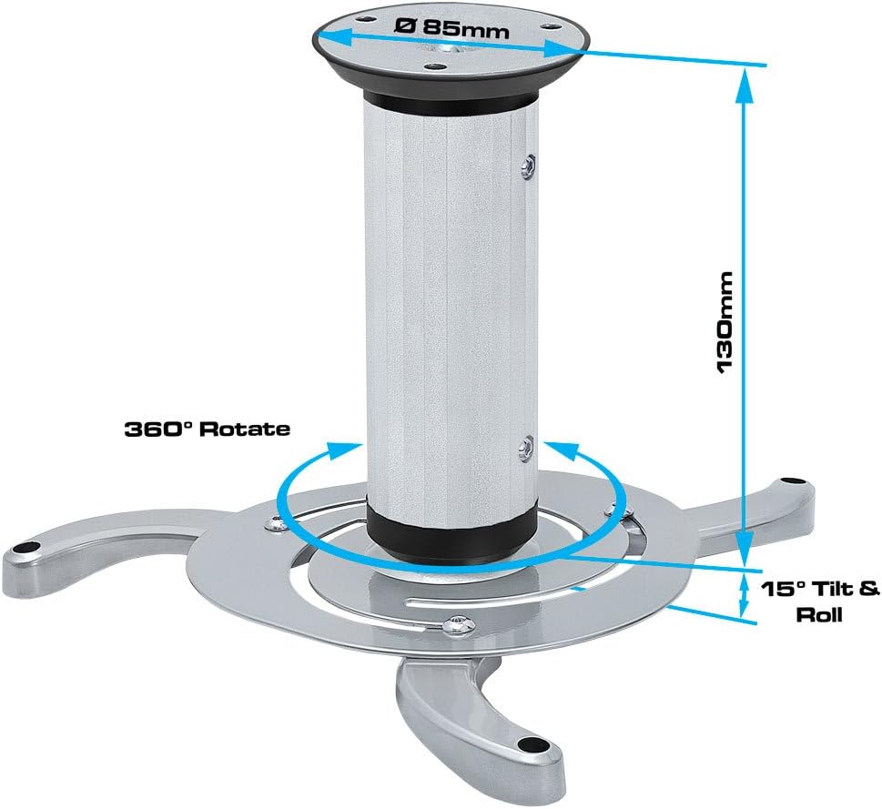 Cmple 360 22lbs - Universal Adjustable Ceiling Projector Mount, Degree Swivel Rotatable Projector Bracket - Max