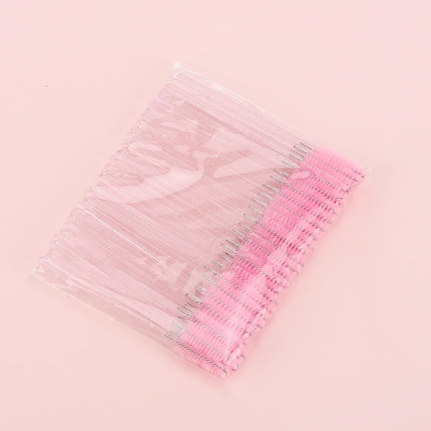 Tbestmax Disposable Mascara Wands - 50 Pcs Crystal Eyebrow Spoolies for Eyelash Extensions | Pink Makeup Brushes