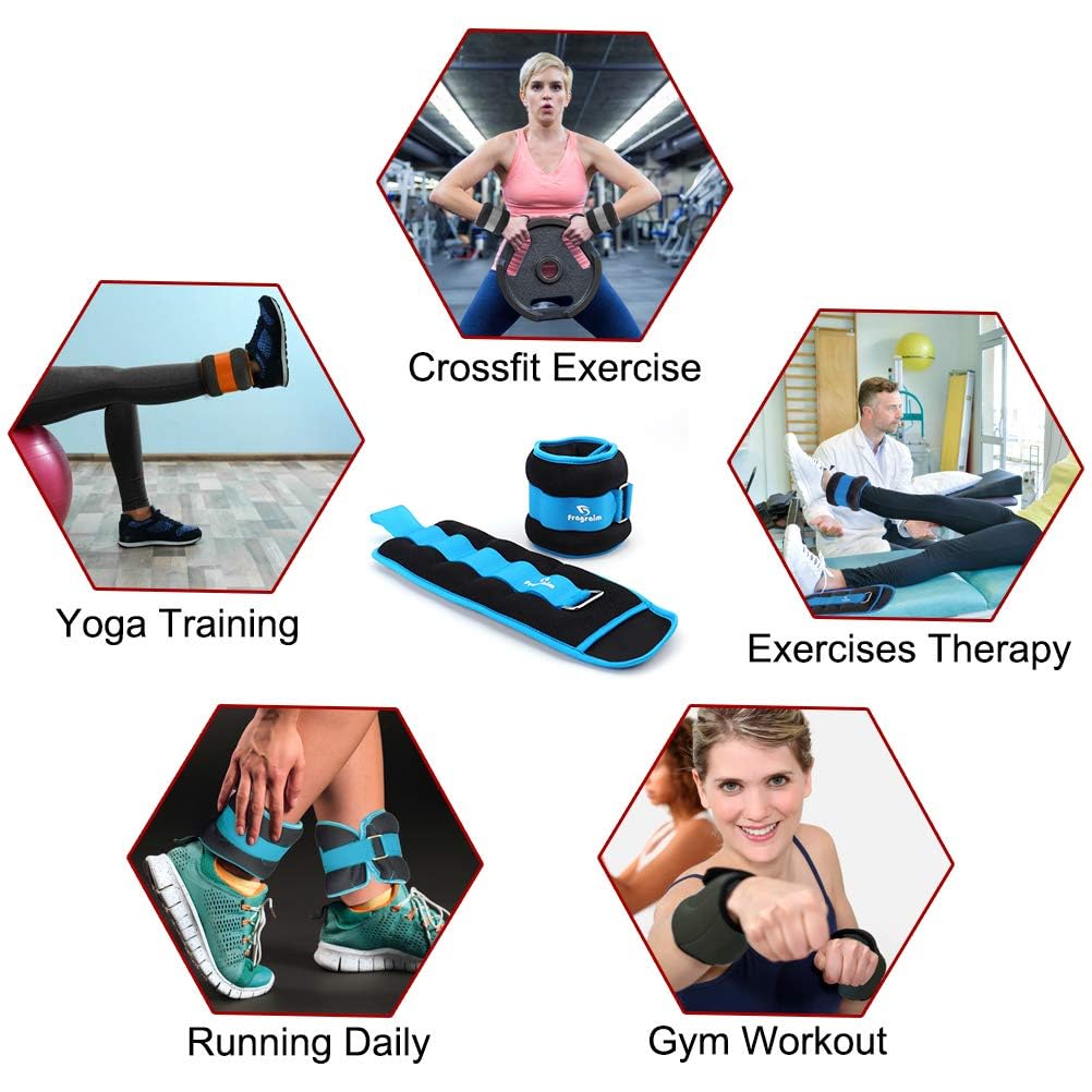 Ankle Weights for Women, Men and Kids - 4 LBS x 2 Strength Training Wrist/Leg/Arm Weight with Adjustable Strap for Jogging, Gymnastics, Aerobics, Physical Therapy (Sky Blue)