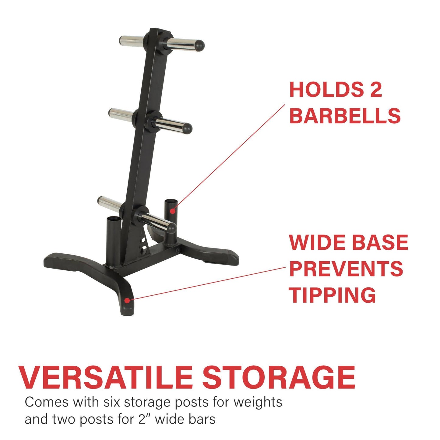 Fitness Reality X-Class Olympic Weight Tree - Heavy-Duty Bumper Plate Rack for Home Gym - Chrome Storage Posts - Includes 2 Barbell Holders - 1,000 Lb. Capacity