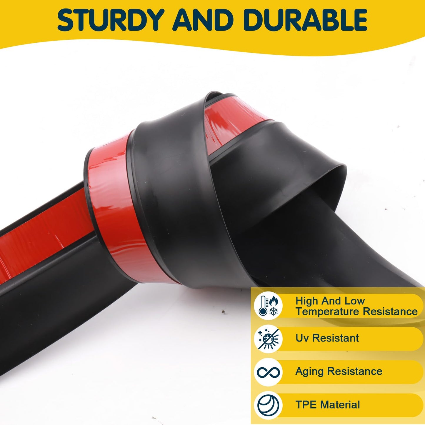 Garage Door Seal Top and Sides - 36 FT TPE Weather Stripping Garage Door Seal Replacement Weatherproofing Universal Sealing, Black