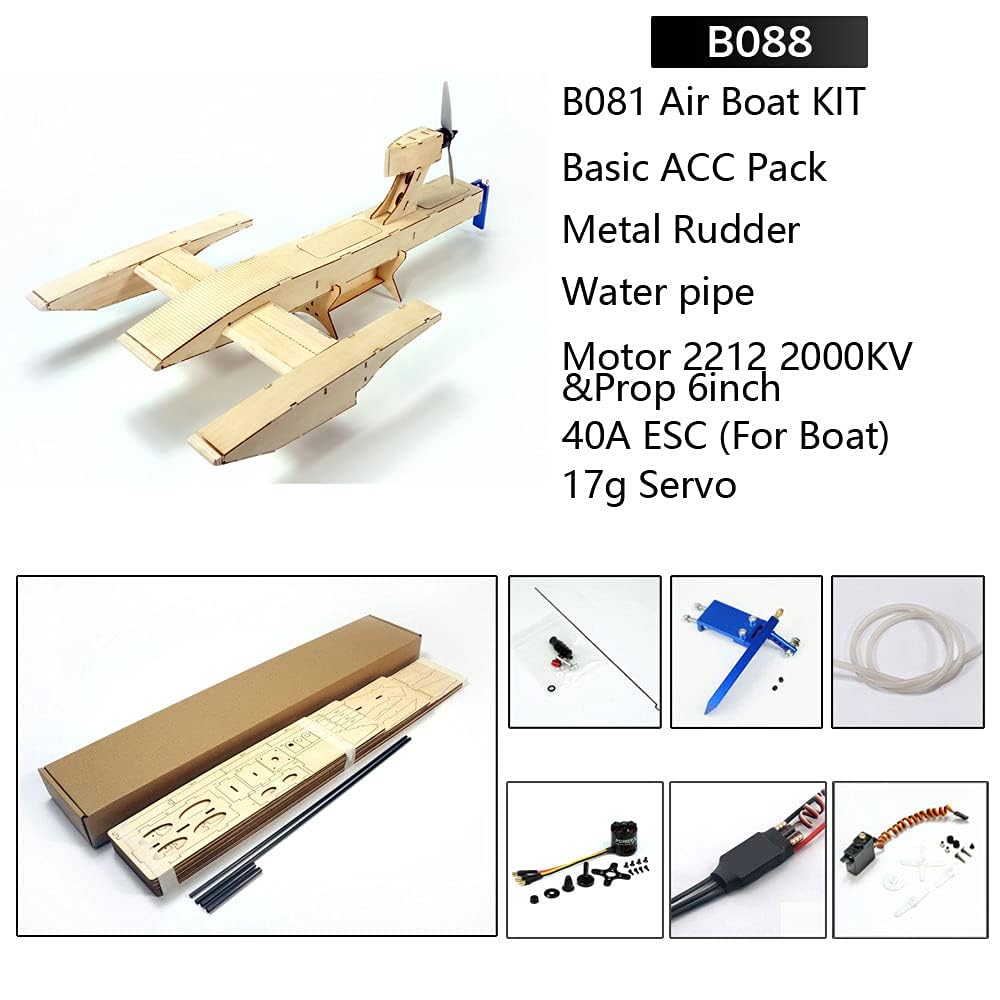 VilogaRC RC Plywood Outrigger 600mm Wooden Air Boat Model Kit to Build, DIY High Speed RC Racing Boat for Adults (B088)