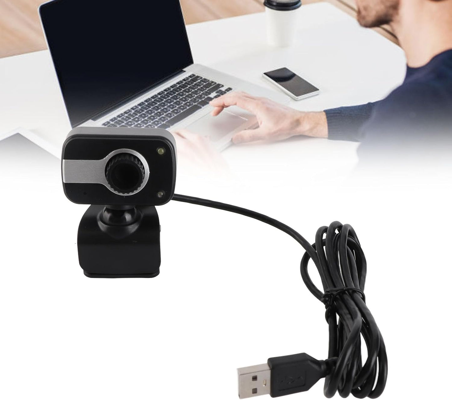 Zerone 640 480/0.3Mp 360 30 Webcam with Microphone, x USB Camera with Clamp Mount Support Rotation and Vertical