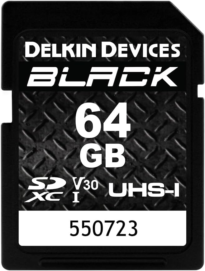 Delkin Devices C10, U3, V30, 4K 90MB/s 90MB/s (64GB) Black Rugged SDXC Memory Card, UHS-I, Full HD & Video, Up to Read
