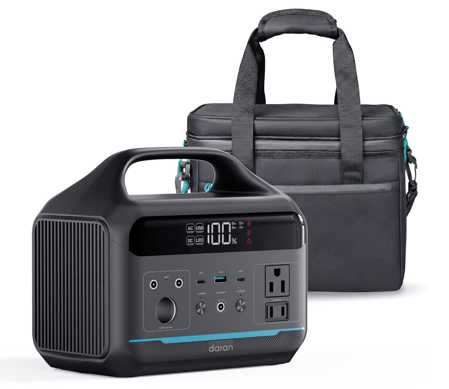 Portable Power Station 192Wh(60,000mAh) with Bag, 300W (600W surge)Power Bank LiFePO4 Battery Backup, Compact Solar Generator 8-Port Design w/2 AC Outlets for Home,RV, Hurricane, Camping,Emergency